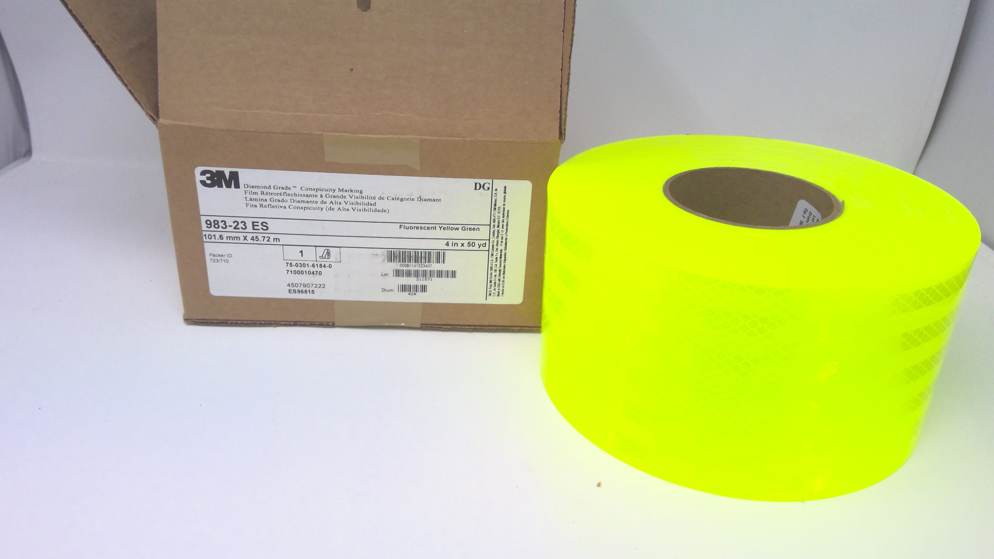 4" x 150' Roll 3M FLUORESCENT YELLOW GREEN Reflective Conspicuity Tape