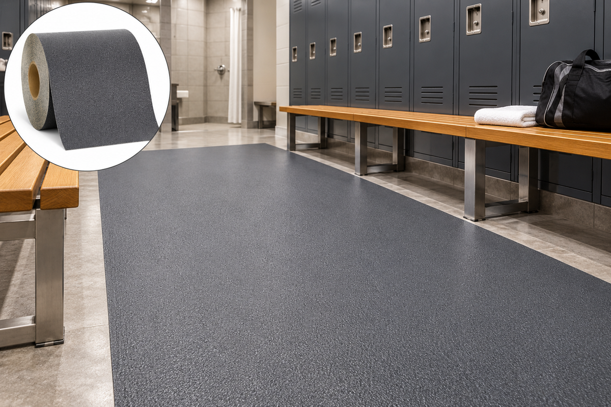 Dark Gray Aqua Safe Vinyl (NO GRIT) Non-Slip Tape, 12" Inch Wide