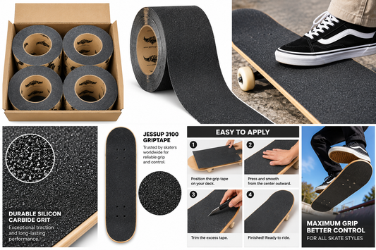 Pkg. of 4 Rolls - 9" X 60' Jessup The Original Skateboard Griptape 3100-9x60-SB