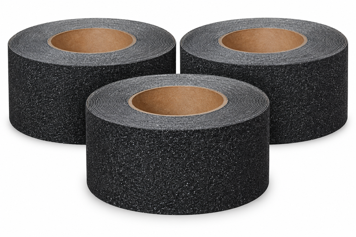 4" X 60' BLACK Heavy Duty (46 Grit) Abrasive Tape - Case of 3 Rolls
