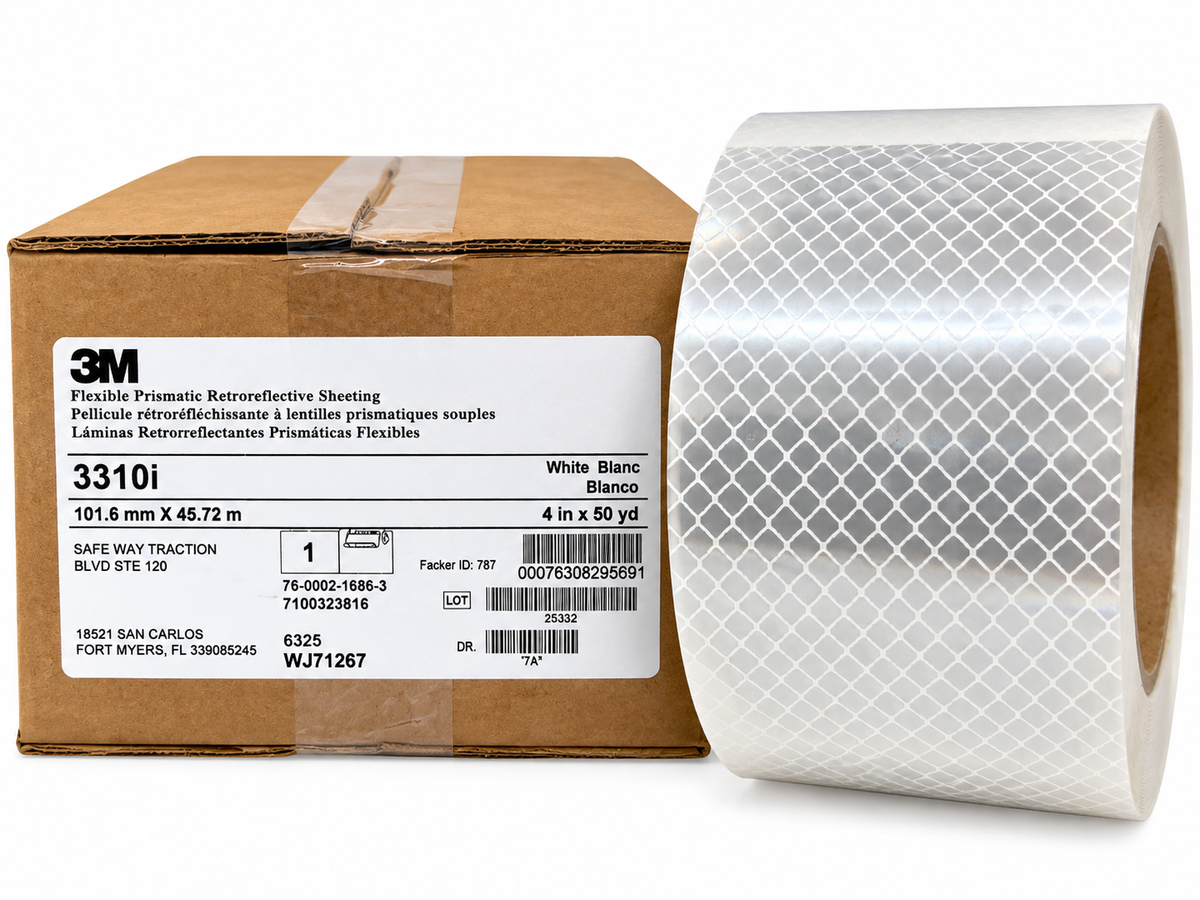 3M™ Flexible Prismatic Retroreflective Sheeting 3310i, White, 4 in x 10' Foot Roll