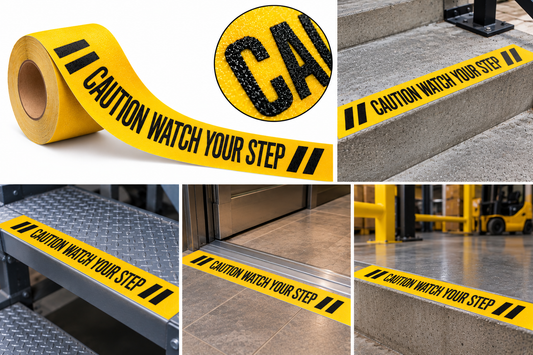 3" Wide X 60' Roll BLACK & YELLOW CAUTION/WATCH YOUR STEP Abrasive Non-Slip Tape