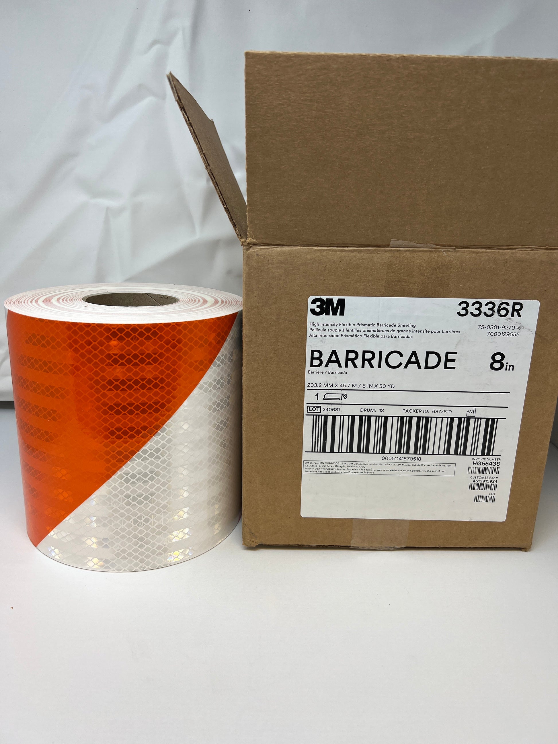 8" 3M 3336R High Intensity Prismatic Barricade Reflective Sheeting