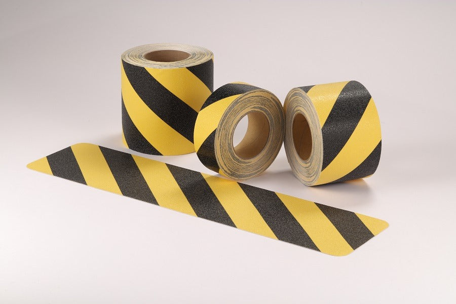 BLACK & YELLOW Abrasive 60 Grit Non-Slip Safety Track Hazard Tape