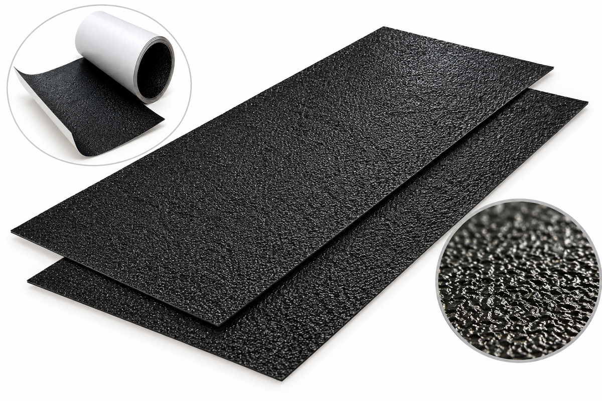 Textured Resilient Rubberized (NO GRIT) Non-Slip Tape - 18" x 5' Roll Black