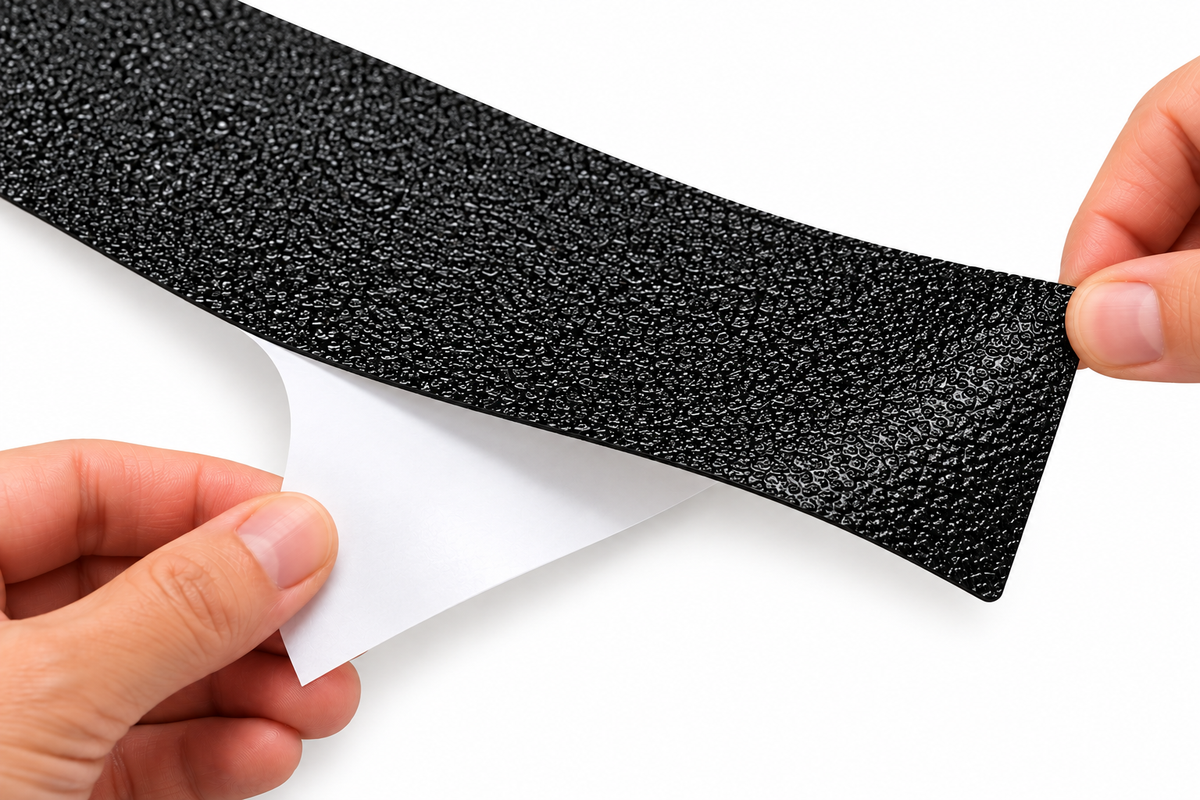 Textured Resilient Rubberized (NO GRIT) Non-Slip Tape - 18" x 5' Roll Black