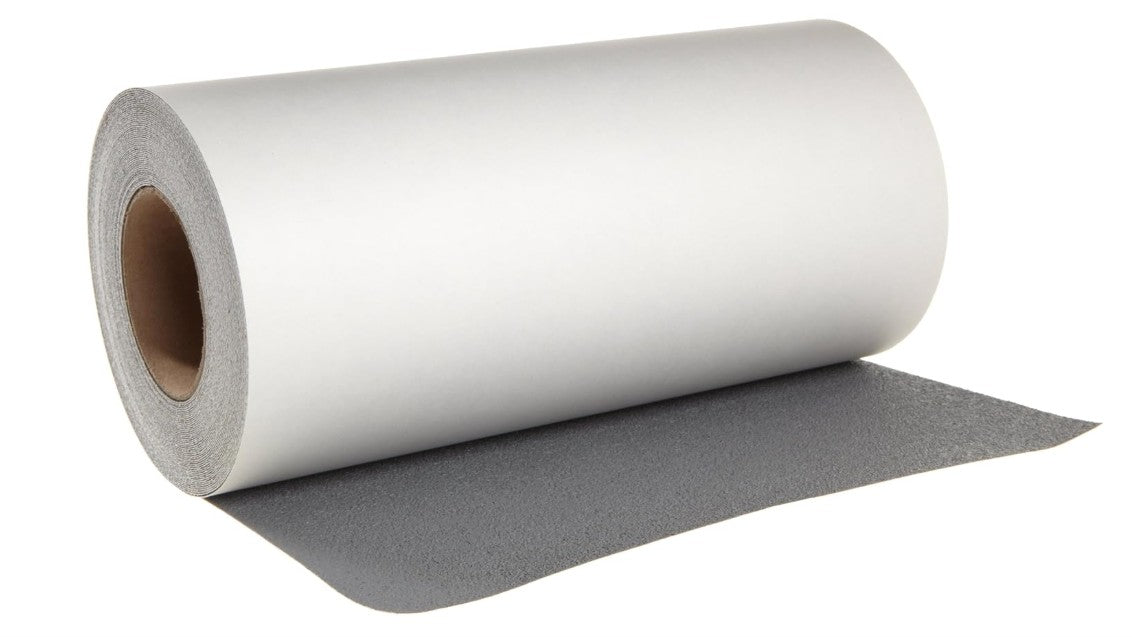 12" X 60' Roll GRAY Resilient (Rubberized) Non-Slip Tape with High Tack Rubber Based Adhesive - Pkg. of 4 Rolls - 10 Day Processing