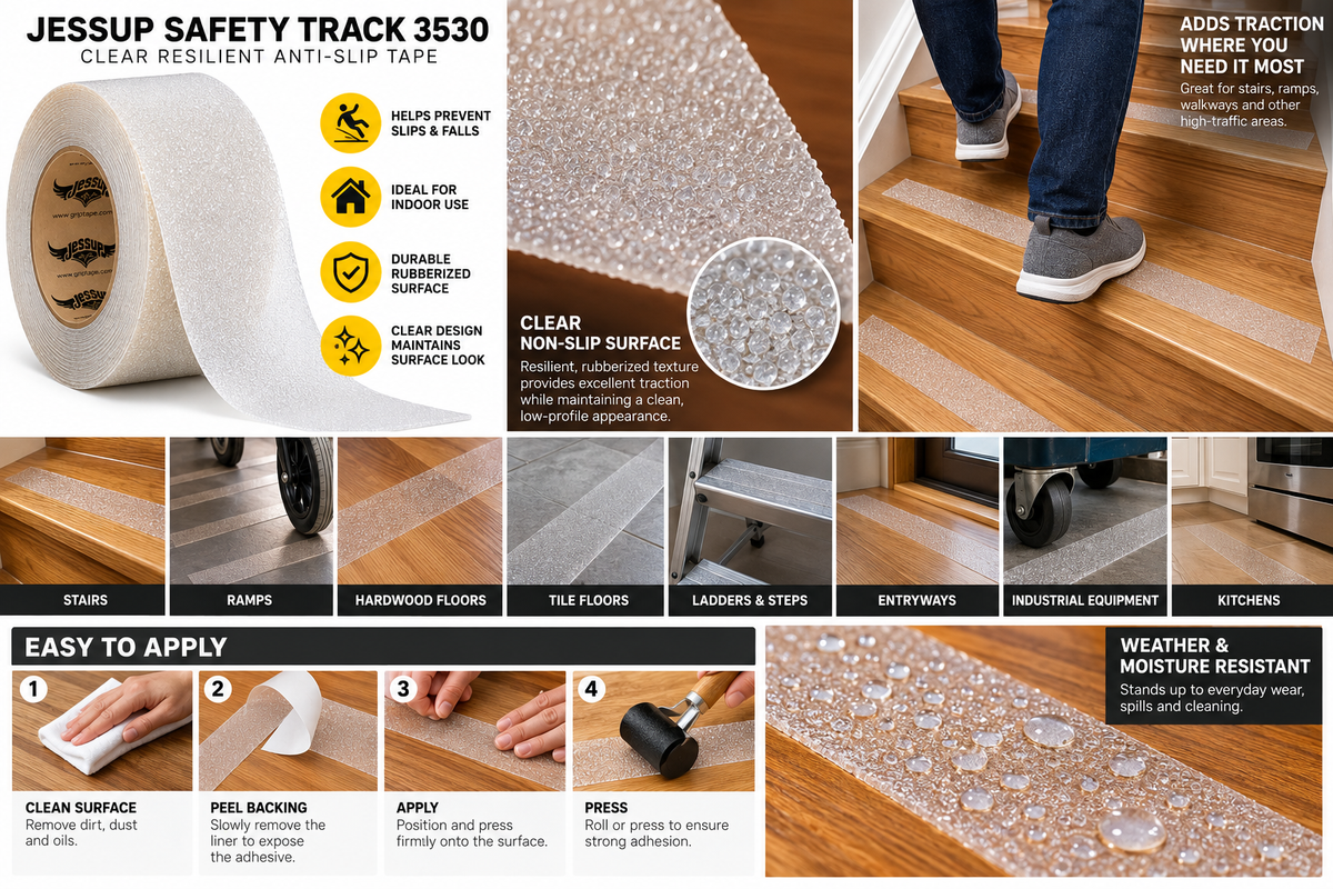 Package of 50 Resilient CLEAR Anti Slip Treads - 6" X 24"