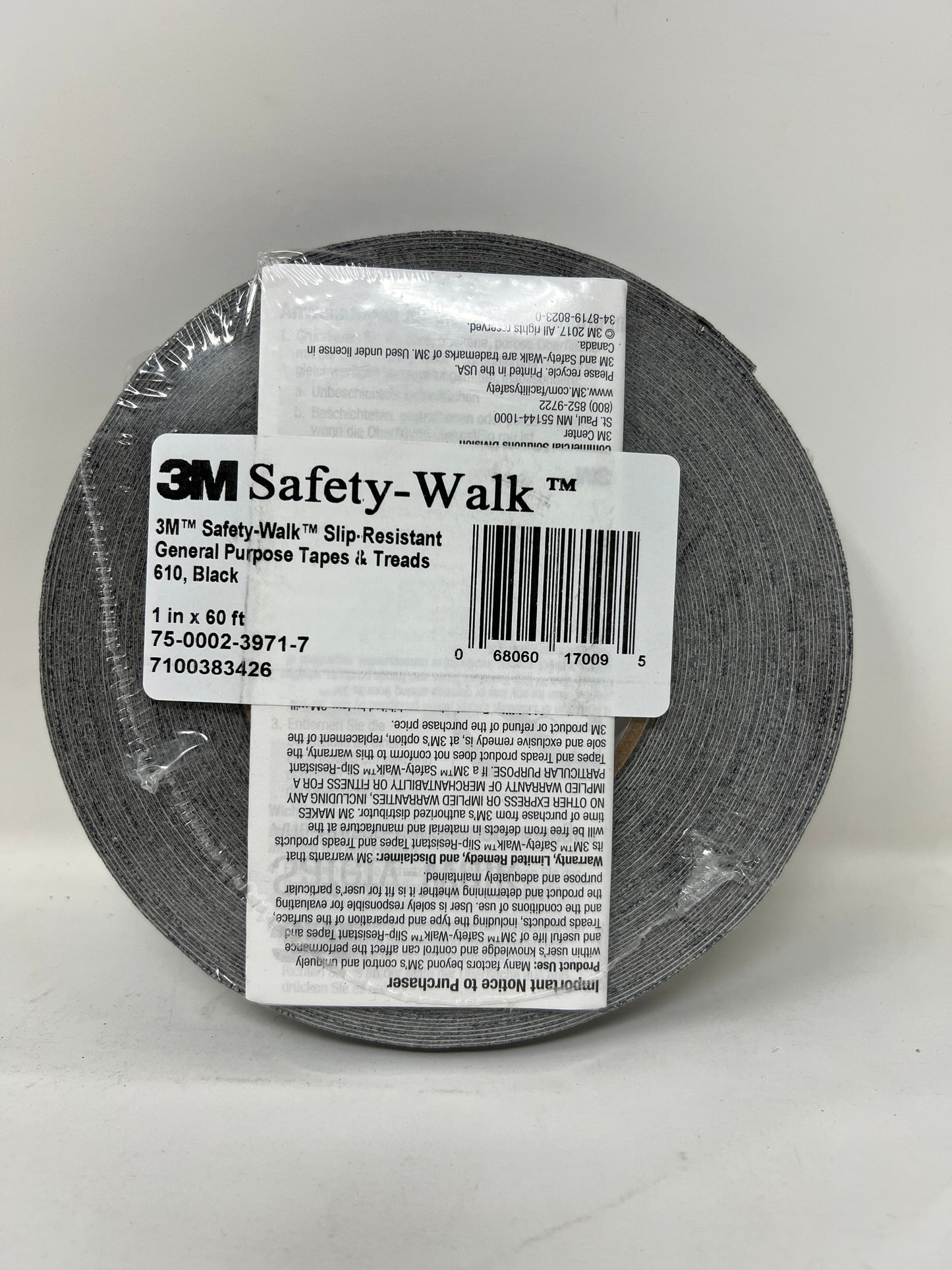 1" X 60' Roll BLACK 3M Safety Walk 610 Series Abrasive Tape