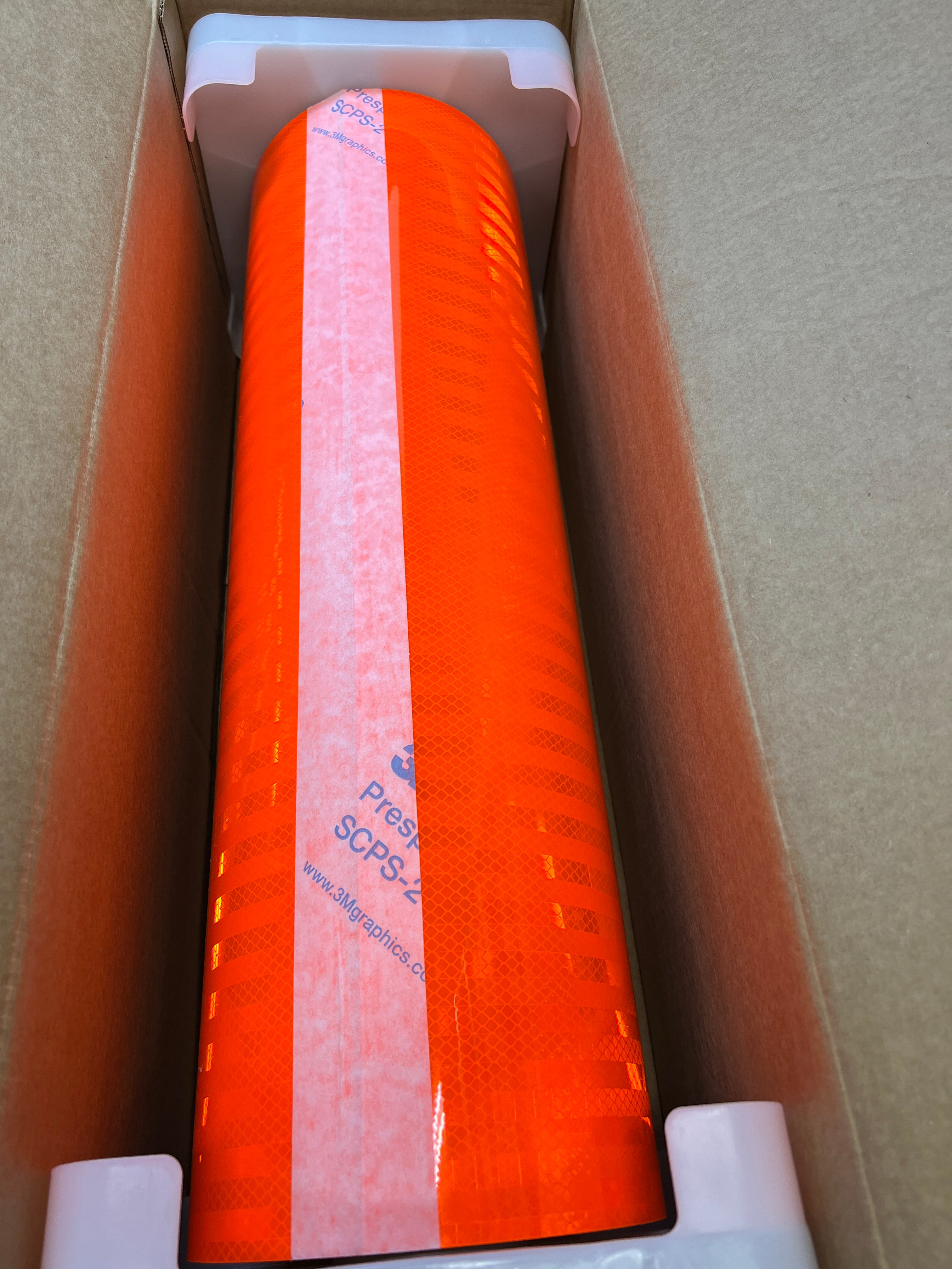 24" x 10' Foot Roll 3M Reflective Safety Tape Fluorescent Orange 3924S - Converted from Master Roll