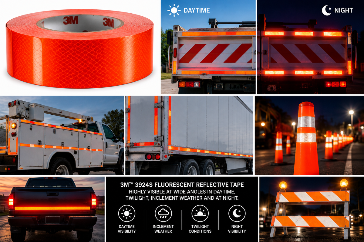 2" x 150' Roll 3M 3924S Reflective Safety Tape Fluorescent Orange (MOQ is 72 Rolls)