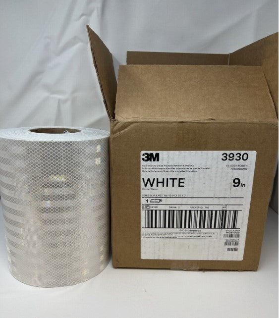 3M™ High Intensity Grade Prismatic Reflective Sheeting 3930, White, 9 in x 50-yard Roll