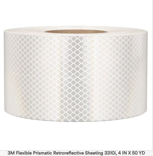3M™ Flexible Prismatic Retroreflective Sheeting 3310i, White, 4 in x 50 yd Roll