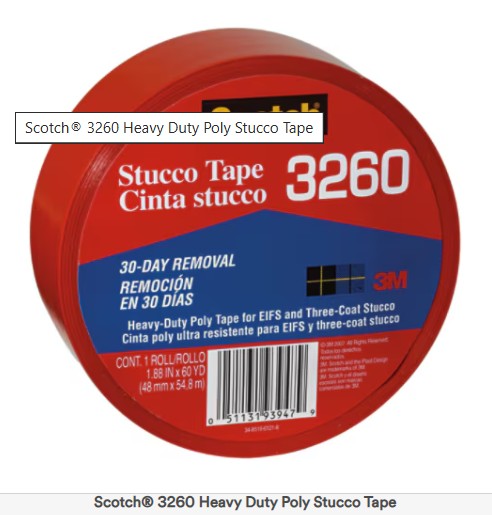 3M™ Scotch® Stucco Tape 3260-A, 1.88 Inch x 60 Yard Roll (48 mm x 54.8 m) - THIS ITEM SHIPS FREE