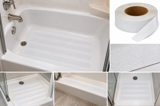 2" X 60' Roll WHITE Fine Grade Textured Vinyl Tub & Shower Non-Slip Tape - BACKORDERED