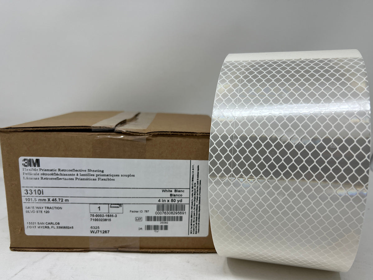 3M™ Flexible Prismatic Retroreflective Sheeting 3310i, White, 4 in x 50 yd Roll