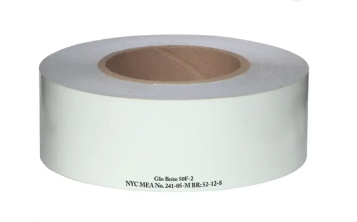 Meets New York City Construction Code MEA No. 241-05-M - 2" x 100' Roll GLOW IN THE DARK Emergency Egress Tape - Case of 6 - SPECIAL ORDER - NO RETURN - 5-day processing