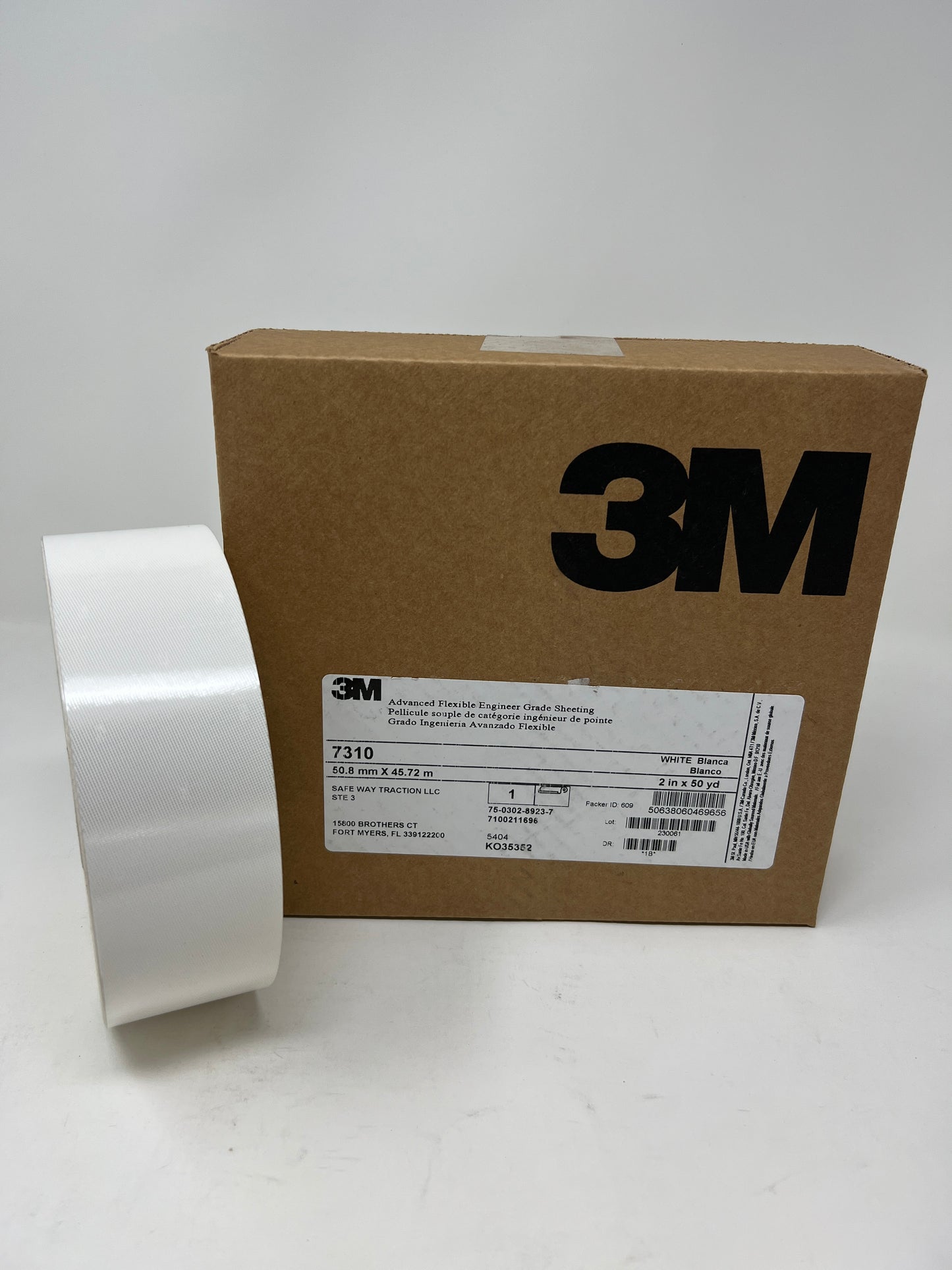 3M™ Advanced Flexible Engineer Grade Reflective Sheeting 7310, White, 2 in x 50 yd Roll