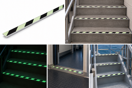 Photoluminescent Black Stripe Aluminum Strip - 1" x 60" with Glo Brite Tape