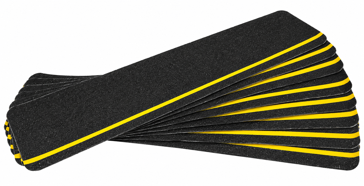 Case of 50 - REFLECTIVE Stripe Non-Skid STEP TREADS 6 inch x 24 inch BLACK - Extended Processing