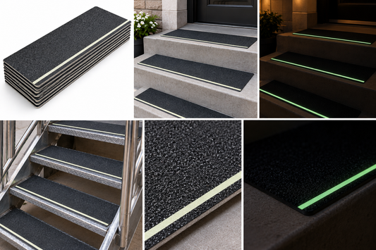 Pkg. of 50 - GLOW Stripe Non-Skid STEP TREADS 6 inch x 24 inch BLACK