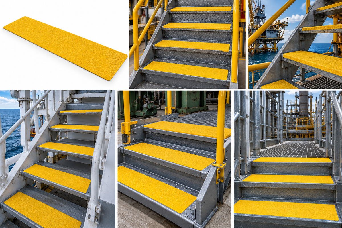 Extreme Adhesive Heavy-Duty Anti-Slip Grit Tape - Pkg of 12 STEP TREADS - 6" X 36" Tread SAFETY YELLOW