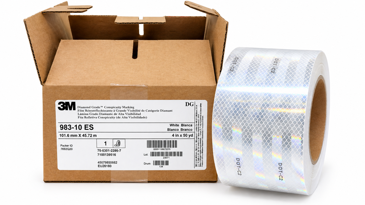 SPECIAL OFFER** Lot of 2 Cut Rolls** - 3M DOT Reflective Tape 983-10 ES Solid White - See Description for Sizes