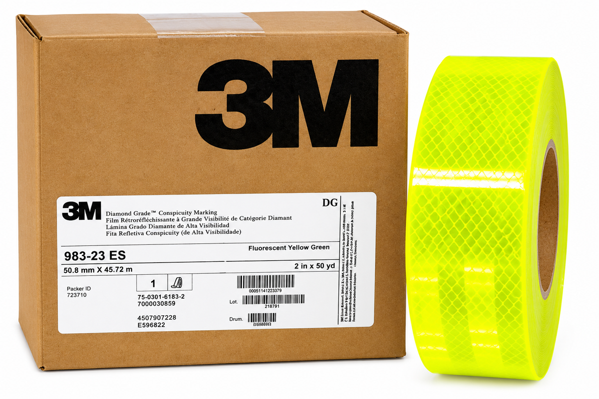 SPECIAL OFFER** 3M FLUORESCENT YELLOW GREEN Emergency Markings Reflective Tape - Lot of 3 Rolls