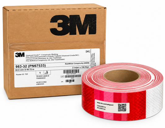 2" x 150' Roll RED & WHITE 3M (PN67533) 11” Red / 7” White Pattern Reflective Tape