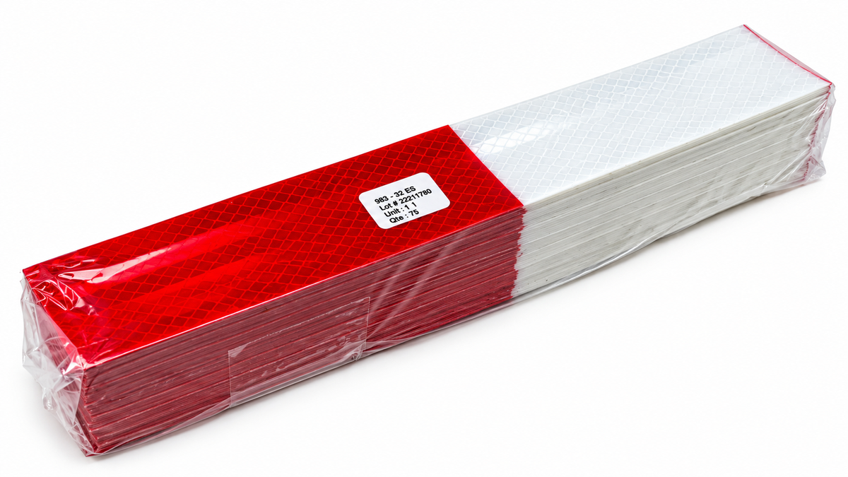 2" x 12" RED & WHITE 3M DOT Reflective Tape - Pkg of 100 Strips