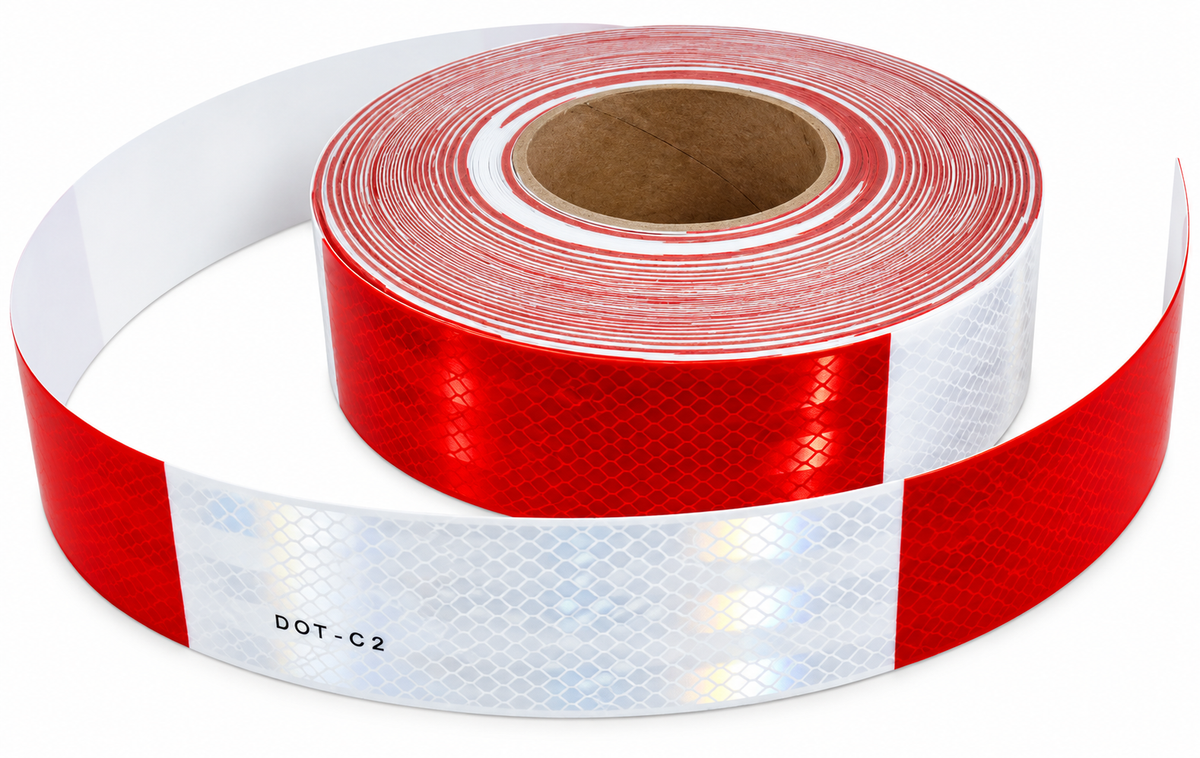 30 Foot Roll of 3M 983 (PN67535) DOT Reflective Conspicuity Tape 2 Inch Wide - 6” RED / 6” WHITE Pattern