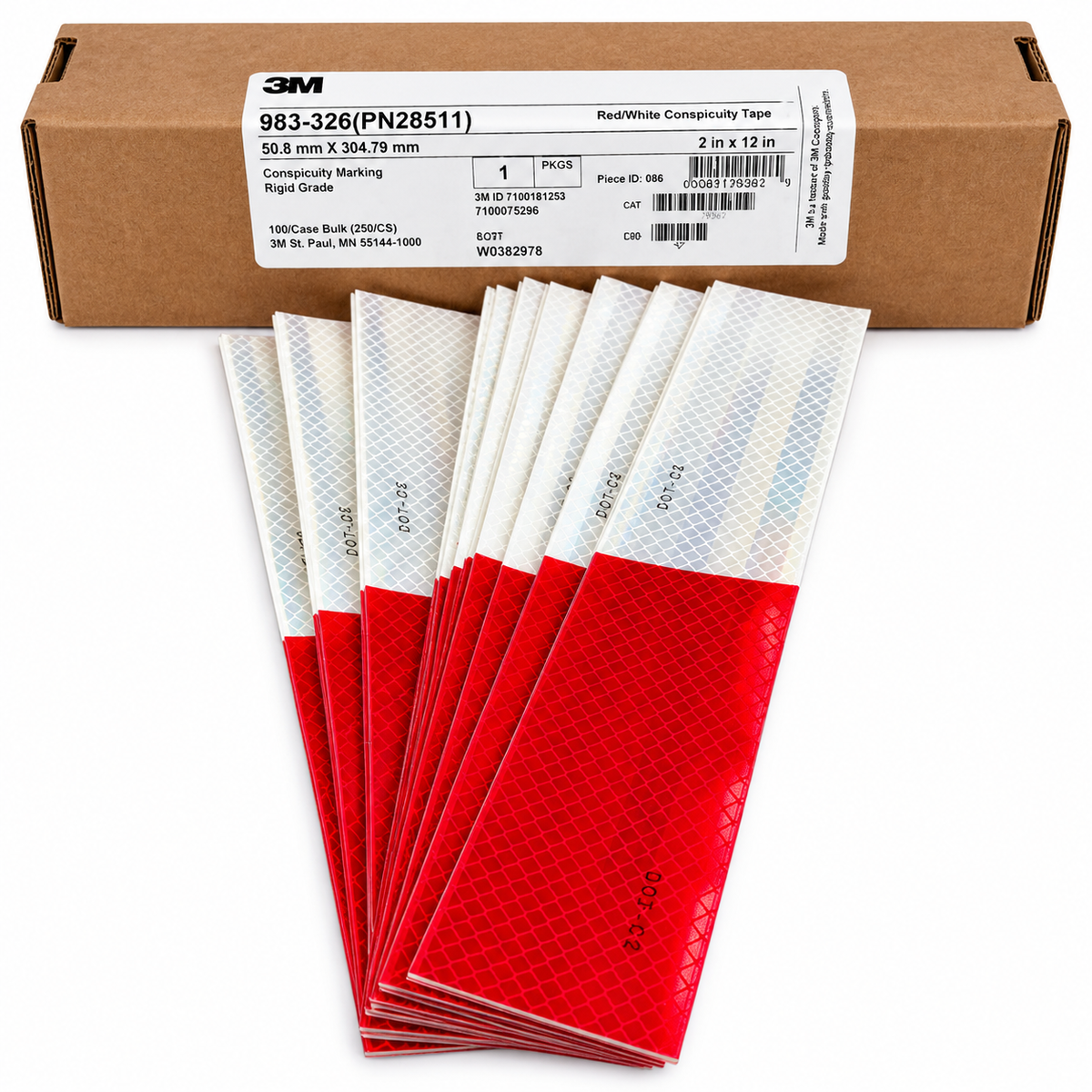 2" x 12" Strips 3M DOT Reflective Conspicuity Safety Tape - Pkg. of 10