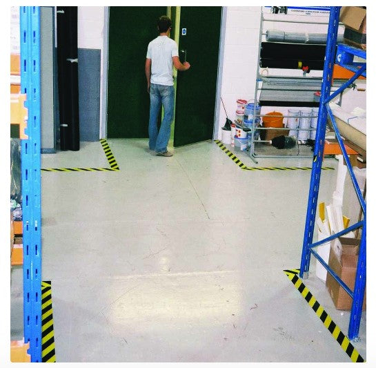SPECIAL OFFER** Case of 24 Rolls BLACK & YELLOW STRIPE Coarse Vinyl (NO GRIT) Non-Slip Warehouse Tape 2" X 54' Feet Long