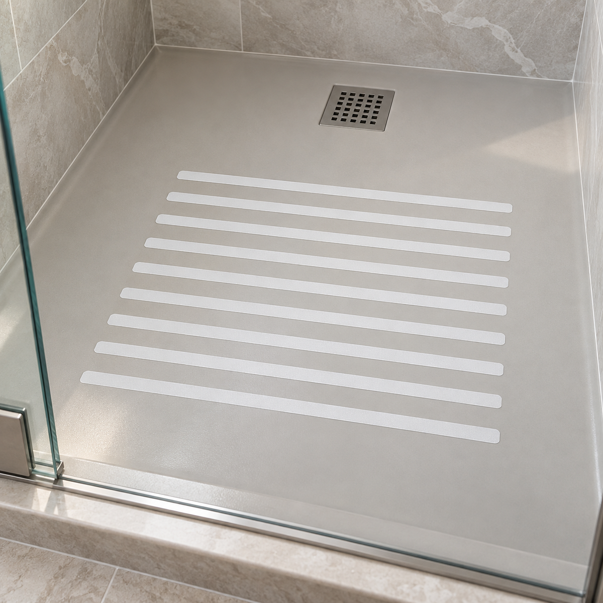 Pkg. of 400 Strips - .75" x 17.5" WHITE Vinyl Fine Texture Tub & Shower Tape Strips