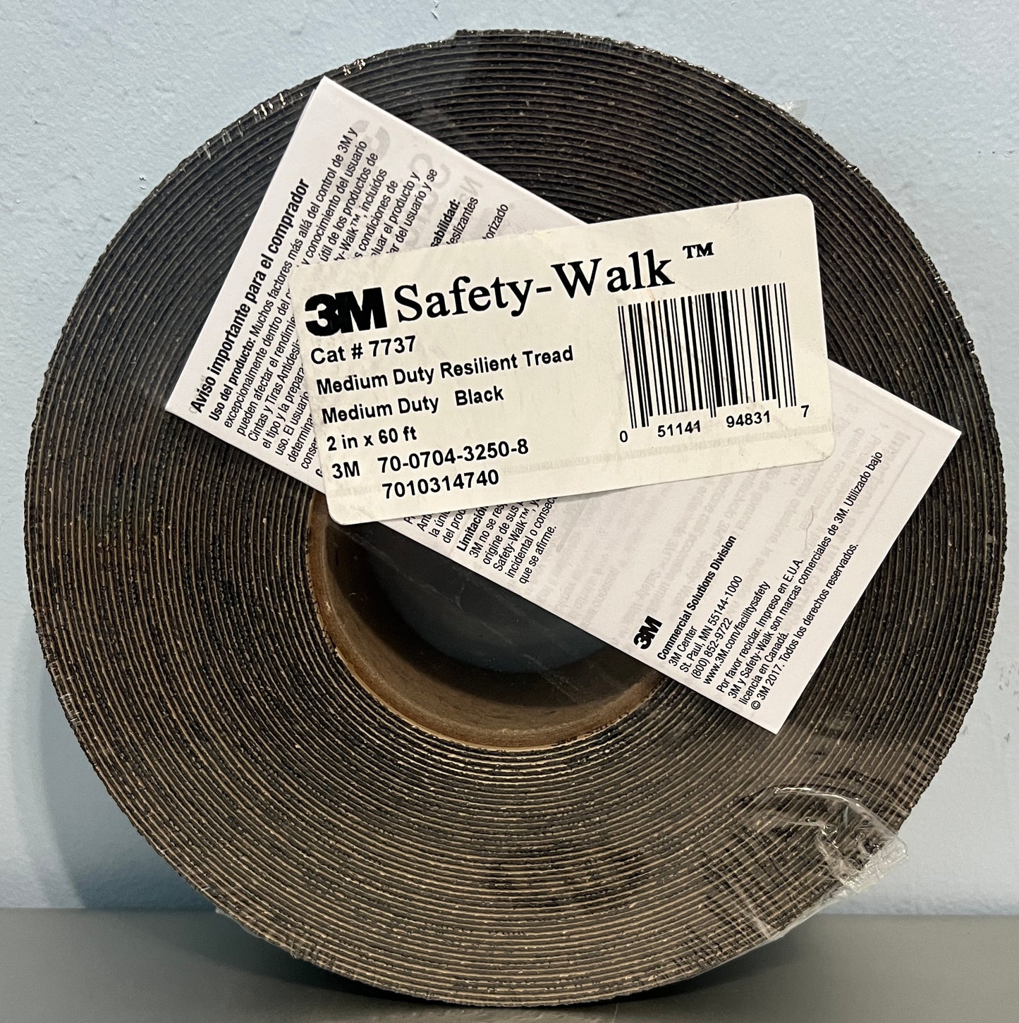 Roll of 3M 7737 Safety Walk Medium Resilient Non-Slip Tape Black 