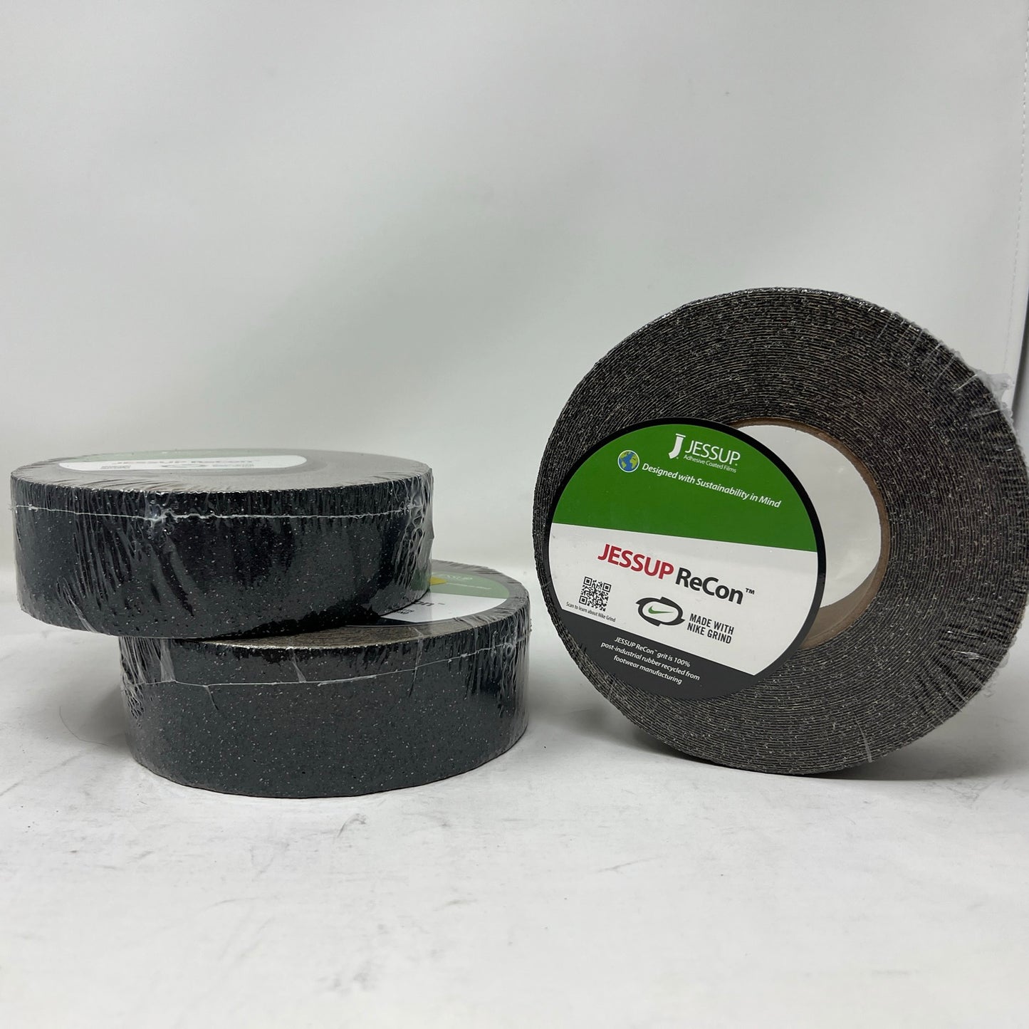 SPECIAL OFFER** - See Description - Pkg. of 3 Rolls - 2" Wide X 60' Feet Long - ReCon BLACK Non-Slip Tape (Made with rubber recycled from footwear)