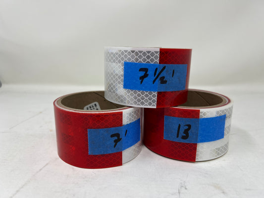 Lot of 3 Partial Cut Rolls** - 3M DOT Reflective Tape 983-326 (Part # 67535) 6" Red / 6" White Pattern- See Description for Sizes