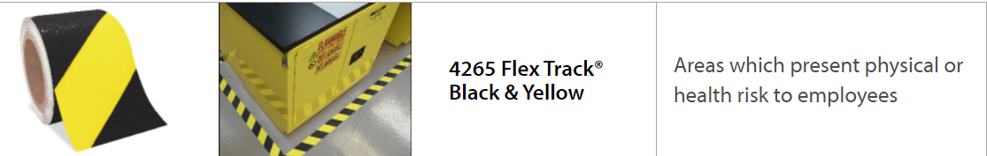 Flex Track® Industrial Anti-Slip Warehouse Marking Tape 4265 BLACK & YELLOW STRIPE - Multiple Options