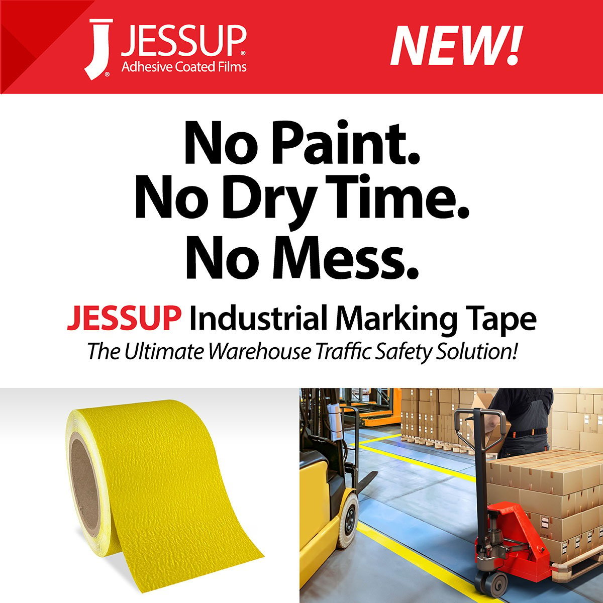 Flex Track® Industrial Anti-Slip Warehouse Marking Tape 4230 YELLOW - Multiple Options