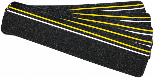 6" x 24" BLACK with GLOW & REFLECTIVE Stripes - Pkg. of 24 Non-Skid STEP TREADS