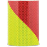 6" x 10' Foot Roll V98 Conformable Pre-Striped Chevron Fluorescent Lime / Red Reflective Tape LEFT HAND SLANT