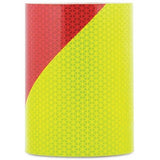6" x 10' Foot Roll V98 Conformable Pre-Striped Chevron Fluorescent Lime / Red Reflective Tape RIGHT HAND SLANT