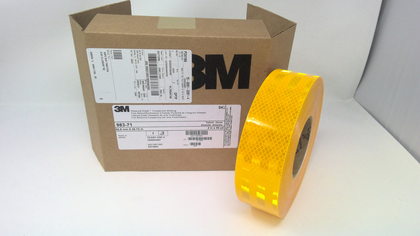 2" Wide x 15' Cut Roll** SCHOOL BUS YELLOW 3M Reflective Tape