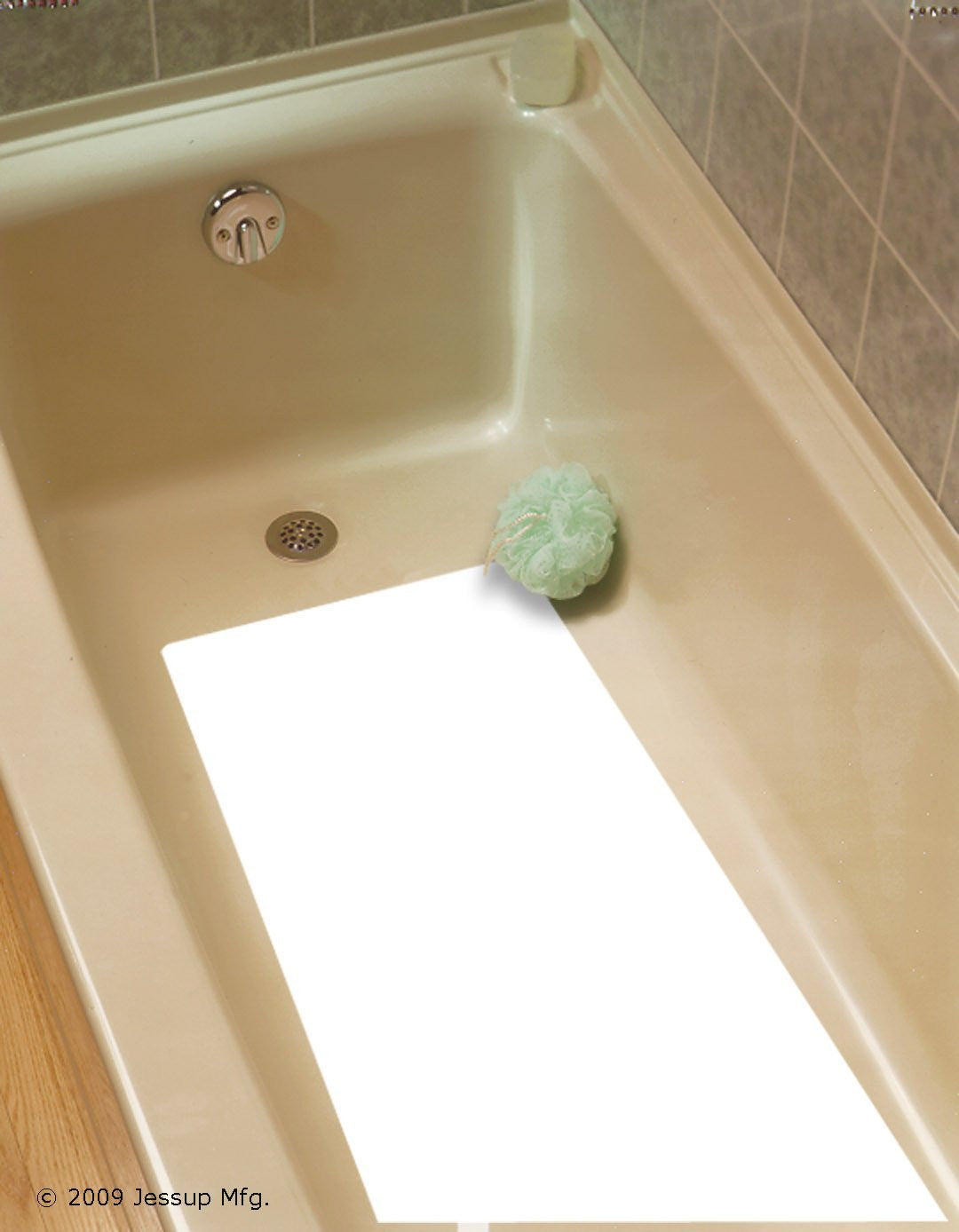 16" X 34" White Vinyl Adhesive Fine Texture Non-Slip Bathmat - Pkg. of 24 Mats