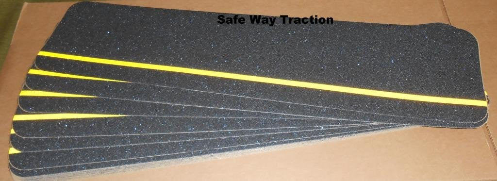 Pkg. of 24 - 6" X 24" BLACK with REFLECTIVE Stripe 80 Grit Non-Slip STEP Tread