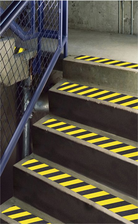 BLACK & YELLOW Abrasive 60 Grit Non-Slip Safety Track Hazard Tape