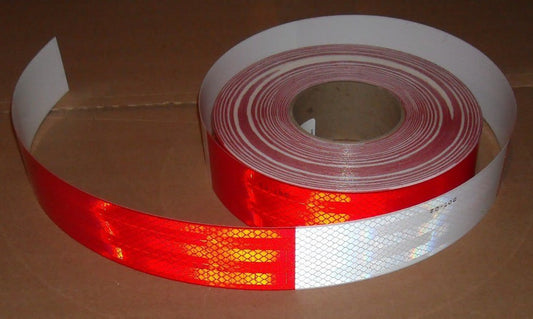 2" Wide x 15' Foot Cut Roll** 3M 983 Series DOT Reflective Conspicuity Tape 11” Red / 7” White Pattern