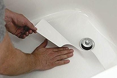 Case of 42 Mats - BULK SAVINGS - 16" x 40" WHITE Textured Non-Slip Adhesive Bathmat with Drain Cut Out - In Stock