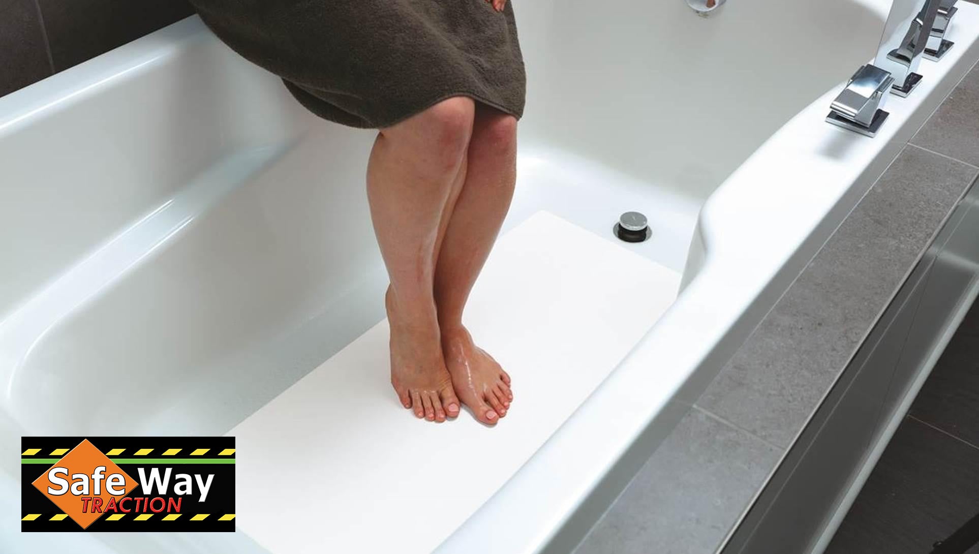 BULK SAVINGS - Case of 42 - Non-Slip Adhesive Bathmats 16" X 34" WHITE