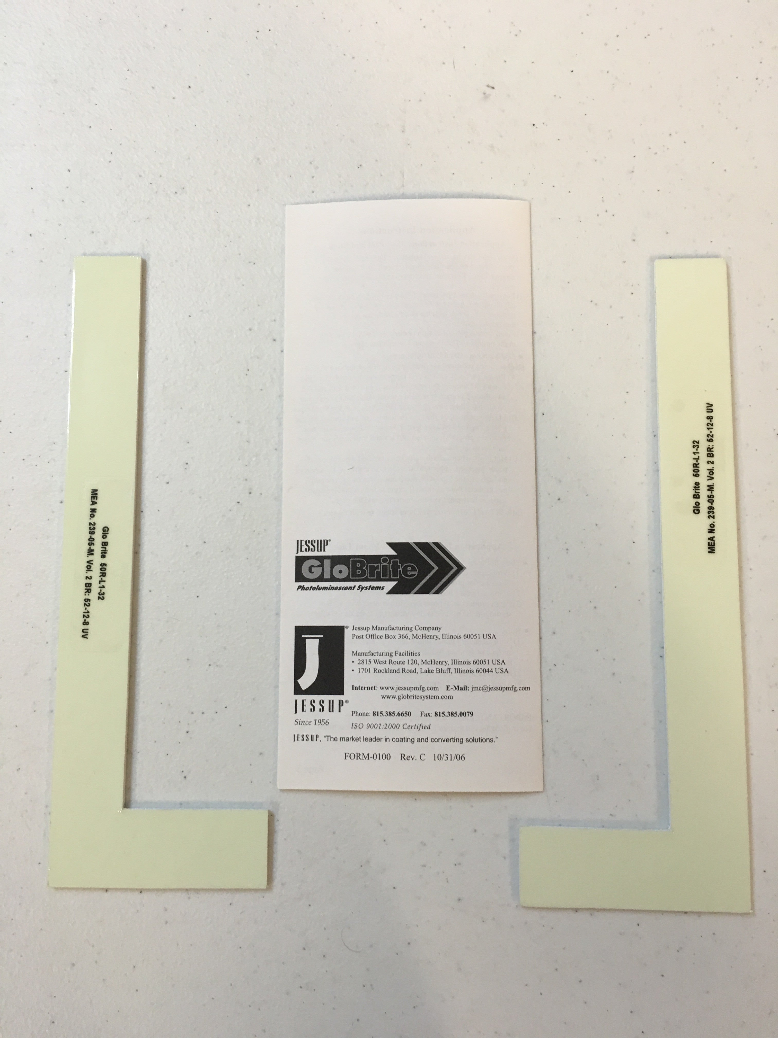 Meets New York City Construction Code MEA No. 239-05-M - 1" x 3" x 9" Set of L & R, GLOW IN THE DARK L Stair Marker with Foam Tape - 100 sets - SPECIAL ORDER - NO RETURN - 5-day processing
